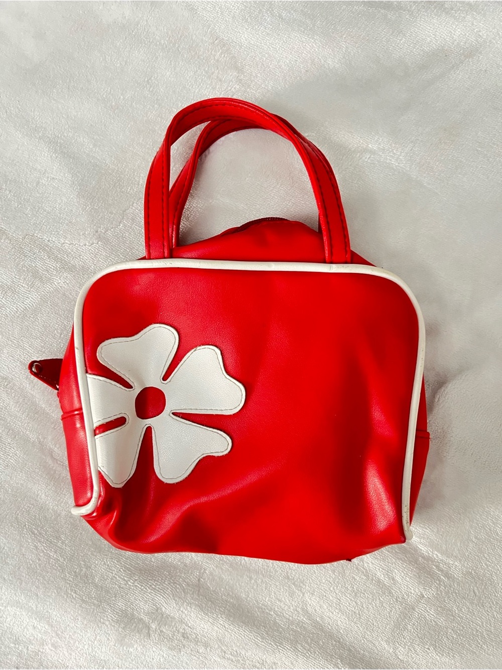 Red Floral Accent Tote Bag (minor stains and chipping)
